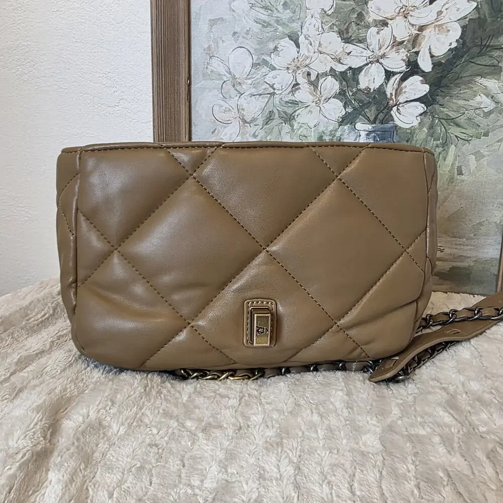 Steve Madden Bterra Tan Quilted Faux Leather Bag Top Handle Crossbody